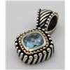 Image 2 : FLLI MENEGATTI 14K & STERLING SILVER BLUE TOPAZ COLOR PENDANT.