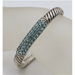 STERLING SILVER AND STAINLESS STEEL HINGE CUFF BRACELET