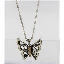 C CO. STERLING SILVER AND 12K BUTTERFLY NECKLACE