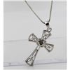 Image 1 : BEAUTIFUL STERLING SILVER CROSS NECKLACE WITH DIAMOND IN THE CENTER