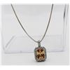 Image 1 : GORGEOUS STERLING SILVER NECKLACE WITH PEACHISH-COLOR LARGE CENTER STONE & CZ'S.