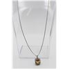 Image 2 : GORGEOUS STERLING SILVER NECKLACE WITH PEACHISH-COLOR LARGE CENTER STONE & CZ'S.