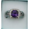 Image 1 : BEAUTIFUL TACORI AMEYTHST AND STERLING SILVER RING WITH CZ'S.