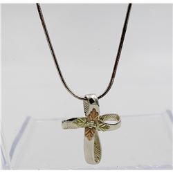 BEAUTIFUL STERLING SILVER AND 12K GOLD CROSS PENDANT