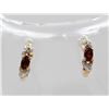 Image 1 : DIAMOND AND RUBY GOLD TONED STERLING SILVER EARRINGS.
