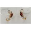 Image 2 : DIAMOND AND RUBY GOLD TONED STERLING SILVER EARRINGS.