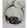 Image 2 : STERLING SILVER 7/8 INCH HOOP HEARRINGS WITH ENAMEL PINK FLOWERS AND GREEN LEAVE