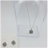 Image 1 : DIAMOND AND STERLING SILVER NECKLACE AND EARRINGS SET.