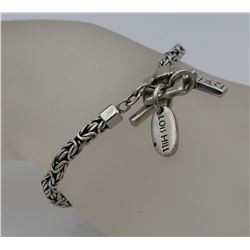 DESIGNER LOIS HILL .925 STERLING SILVER BALI TOGGLE BRACELET.