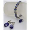 Image 1 : GORGEOUS STERLING SILVER BRACELET AND EARRING SET WITH BLUE STONES