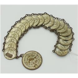 VINTAGE HANDMADE MEXICAN COIN BRACELET.