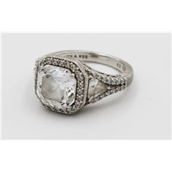 JUDITH RIPKA STERLING SILVER RING WITH CZ'S.