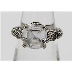 JUDITH RIPKA STERLING SILVER RING WITH CZ'S.