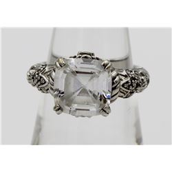 JUDITH RIPKA STERLING SILVER RING WITH CZ'S.