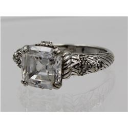 JUDITH RIPKA STERLING SILVER RING WITH CZ'S.