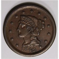 1849 LARGE CENT BEAUTIFUL COLOR XF/AU