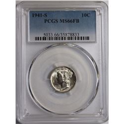 1941-S MERCURY DIME PCGS MS 66 FB WHITE BLAZER