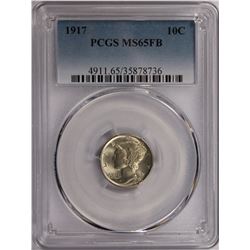1917 MERCURY DIME PCGS MS 65 FB WHITE BLAZER!