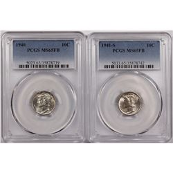 PCGS GRADED MERCURY DIMES MS65 FB WHITE: 1941-S & 1940