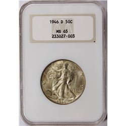 1946-D WALKING LIBERTY HALF DOLLAR NGC MS65 SUPERB, LOOKS MS66+