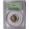 Image 1 : 1913 TYPE 1 BUFFALO NICKEL PCGS MS 65 GREEN LABEL