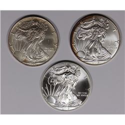 3-GEM BU AMERICAN SILVER EAGLES