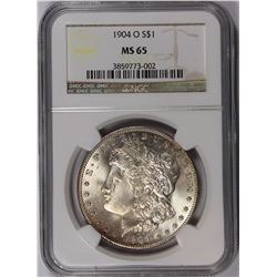 1904-O MORGAN SILVER DOLLAR NGC MS-65 SNOW WHITE