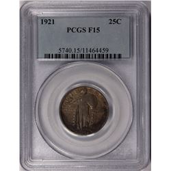 1921 STANDING LIBERTY QUARTER PCGS F-15. KEY DATE!