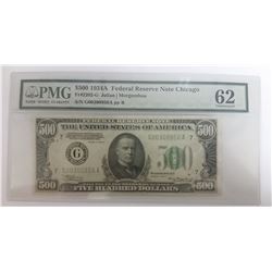 BEAUTIFUL 1934-A $500 BILL PMG 62 RARE!