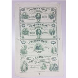 UNCUT SHEET OF 4 CIVIL WAR VIRGINIA NOTES