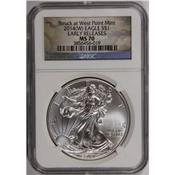 2014-W AMERICAN SILVER EAGLE NGC MS 70 EARLY RELEASE