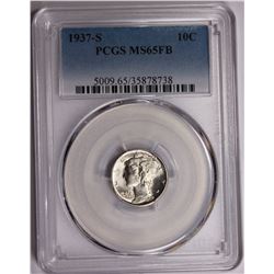 1937-S MERCURY DIME PCGS MS65 FB  WHITE