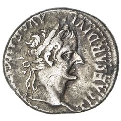 ROMAN EMPIRE: Tiberius, 14-37 AD, AR denarius (3.73g), Lugdunum (after AD 16). F-VF