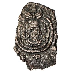 SASANIAN KINGDOM: Yazdigerd III, 631-651, AE rectangular pashiz (2.31g), ST (Istakhr), blundered dat