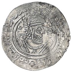 WESTERN TURKS: Phromo Kesaro, 7th century, AR drachm (3.14g), blundered mint, ND. VF