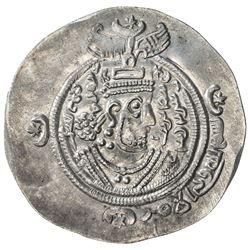 ARAB-SASANIAN: 'Atiya b. al-Aswad, fl. 689-696, AR drachm (4.07g), KLMAN-NAL (Narmashir), AH75. EF