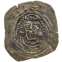 ARAB-SASANIAN: Khusraw type, ca. 700-720, AE pashiz (0.47g), NM. VF-EF
