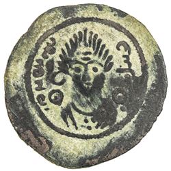 ARAB-SASANIAN: Anonymous, ca. 690-710, AE pashiz (1.48g), Bishapur, ND. F