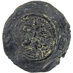 ARAB-SASANIAN: Anonymous, ca. 690-715, AE pashiz (1.15g), NM, ND. VF