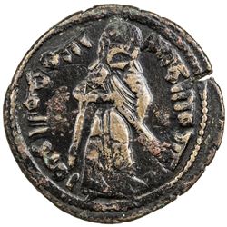 ARAB-BYZANTINE: Standing Caliph, ca. 693-697, AE fals (4.62g), Hims, ND. VF