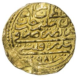 OTTOMAN EMPIRE: Murad III, 1574-1595, AV sultani (3.53g), Sidrekapsi, AH982. VF-EF