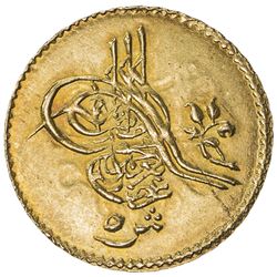 EGYPT: Abdul Aziz, 1861-1876, AV 5 qirsh (0.43g), Misr, AH1277 year 12. UNC