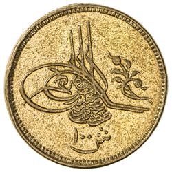 EGYPT: Abdul Hamid II, 1876-1909, AV 100 qirsh, Misr, AH1293 year 8. VF