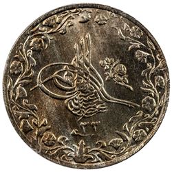 EGYPT: Abdul Hamid II, 1876-1909, 1/10 qirsh, Misr, AH1293 year 33. PCGS MS65