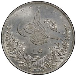 EGYPT: Abdul Hamid II, 1876-1909, AR 20 qirsh, Misr, AH1293-W year 10. PCGS MS62