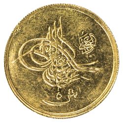 EGYPT: Abdul Hamid II, 1876-1909, AV 5 qirsh (0.43g), Misr, AH1293 year 18. BU