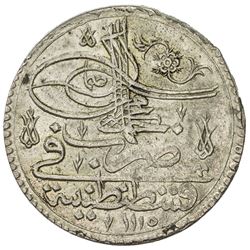TURKEY: Ahmad III, 1703-1730, AR kurush (40 para) (26.70g), Kostantiniye, AH1115. EF-AU