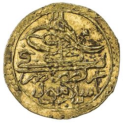 TURKEY: Selim III, 1789-1807, AV zeri mahbub (2.37g), Islambul, 1203 year 19. UNC