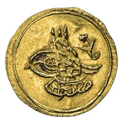 TURKEY: Mustafa IV, 1807-1808, AV 1/4 altin (0.79g), Kostantiniye, AH1222 year 1. UNC