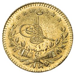 TURKEY: Murad V, 1876, AV 25 kurush, Kostantiniye, AH1293 year 1. BU
